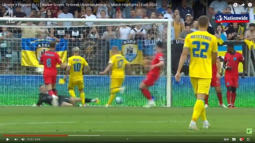 Azov Brigade banners behind the goal 9-9-23