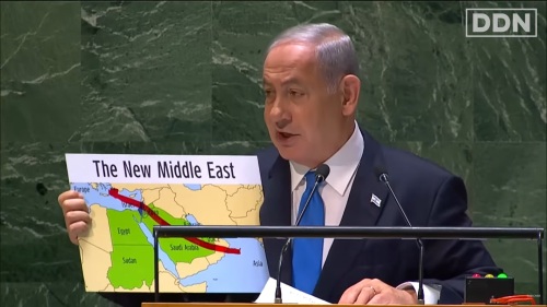 Netanyahu at UN unveiling map of The New Middle East
