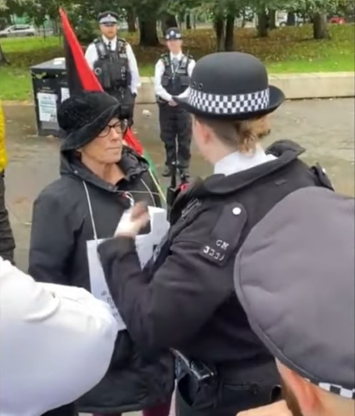 Jewish protester arrested during a protest in London