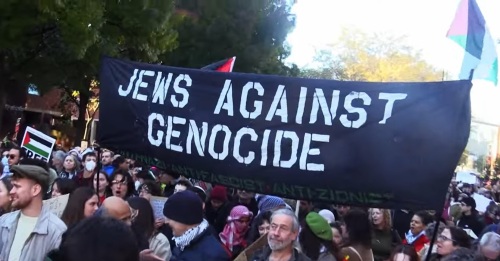 Jews against genocide banner 11-11-23 London march