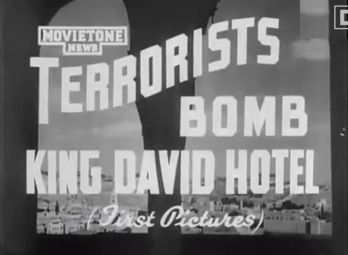 King David Hotel bombing Movetone news headline