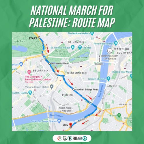 route map for peace march November 11 2023